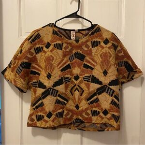 Dolan Geometric Crop Top in Black and Brown